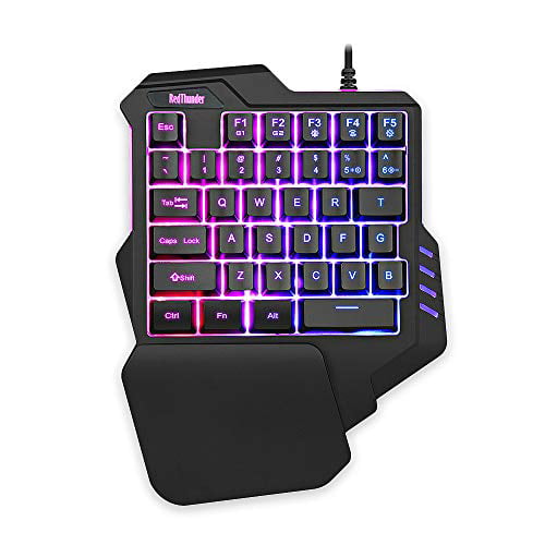 Black Bosji Gaming Keyboard K13 Wired 35 Keys LED Backlit USB Ergonomic Single Hand Keypad Gaming Keyboard for Computer Games 